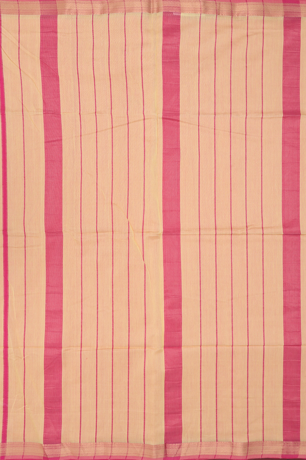 Maheswari Silk Cotton Saree In Yellow With Contrast Border