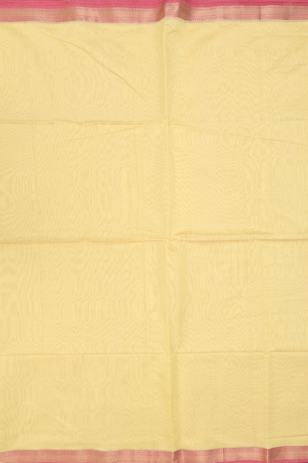 Maheswari Silk Cotton Saree In Yellow With Contrast Border