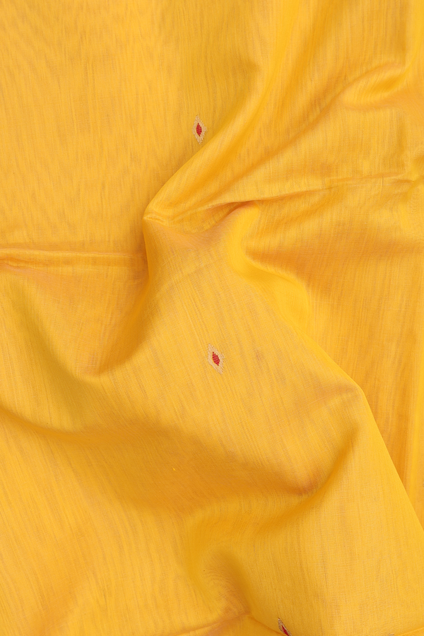 Maheswari Silk Cotton Saree In Yellow With Diamond Buttas