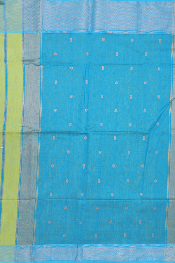 Maheswari Silk Cotton Saree In Yellow With Floral Buttas