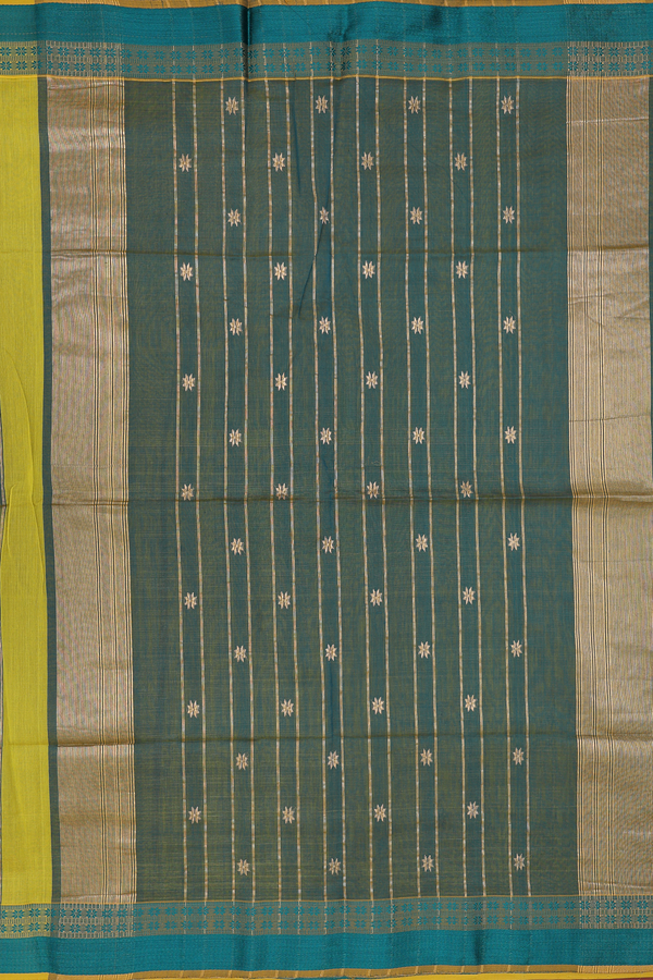 Maheswari Silk Cotton Saree In Yellow With Floral Buttas