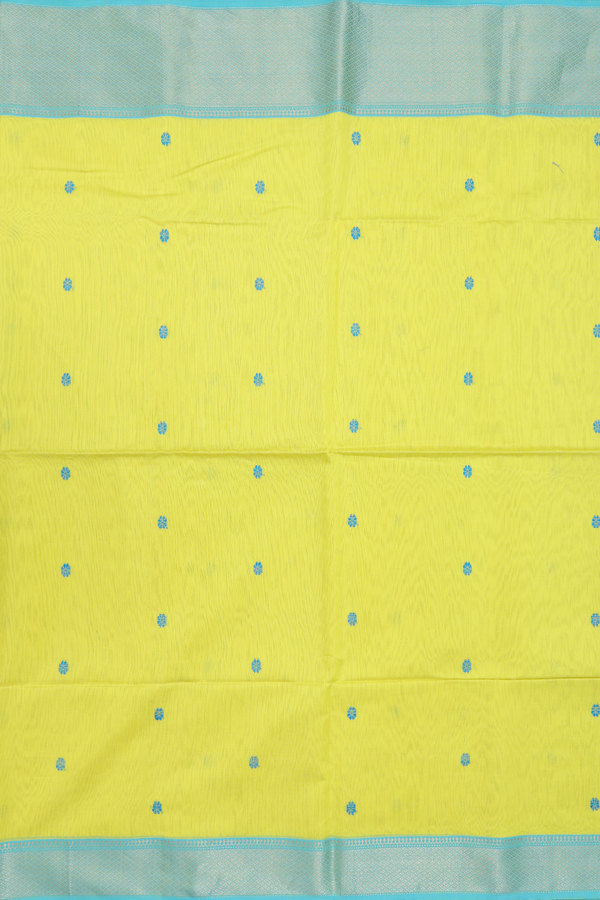 Maheswari Silk Cotton Saree In Yellow With Floral Buttas