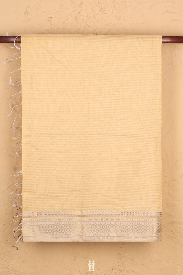 Maheswari Silk Cotton Saree In Yellow With Stripes Design