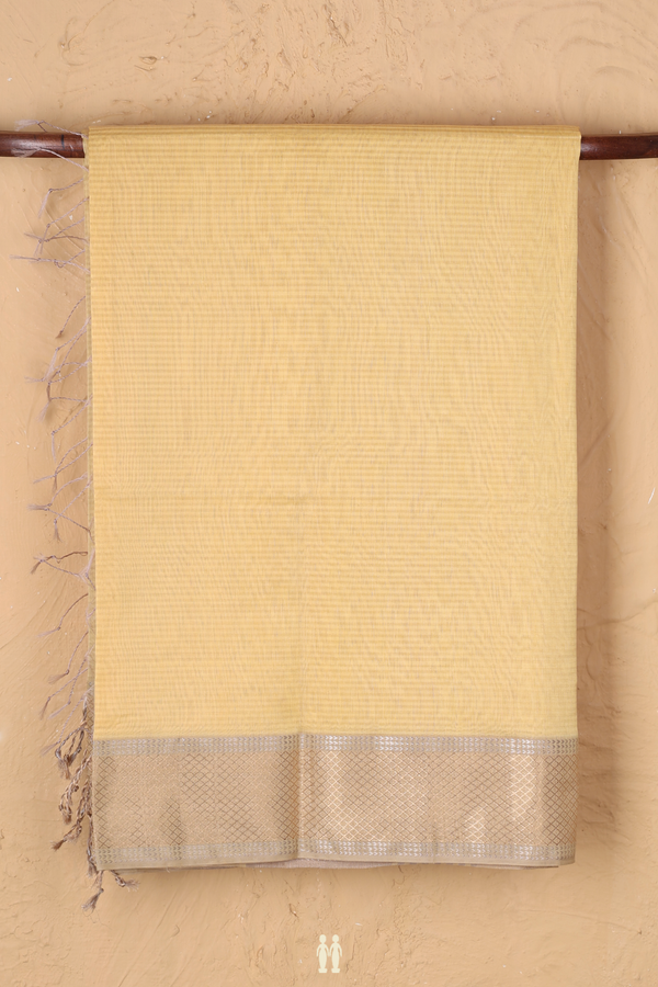 Maheswari Silk Cotton Saree In Yellow With Stripes Design
