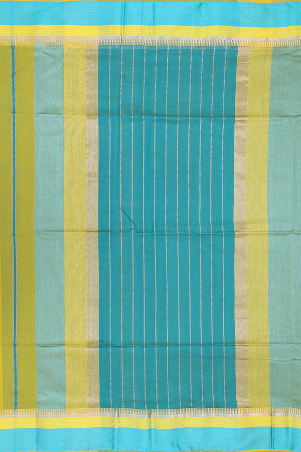 Maheswari Silk Cotton Saree In Yellow With Threadwork Border