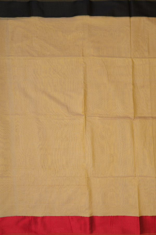 Maheswari Silk Cotton Saree In Yellow With Threadwork Border