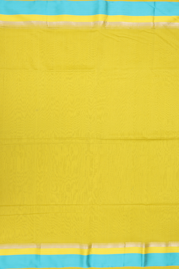 Maheswari Silk Cotton Saree In Yellow With Threadwork Border