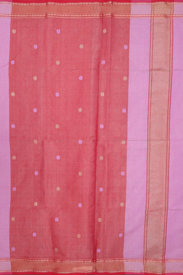 Maheswari Silk Cotton Saree Lavender Tissue With Floral Buttas