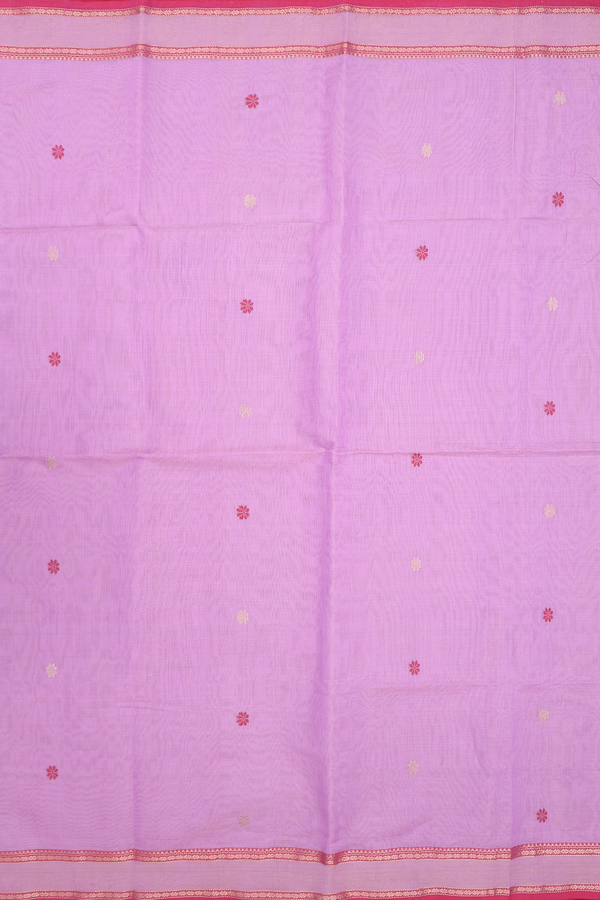 Maheswari Silk Cotton Saree Lavender Tissue With Floral Buttas