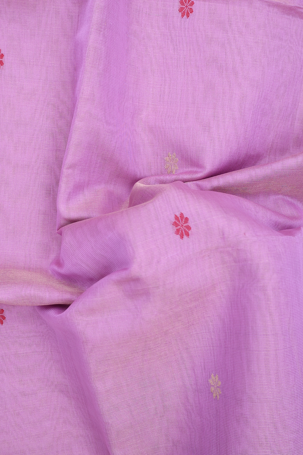 Maheswari Silk Cotton Saree Lavender Tissue With Floral Buttas