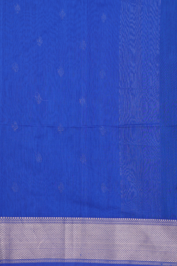 Maheswari Silk Cotton Saree Midnight Green With Zari Buttas