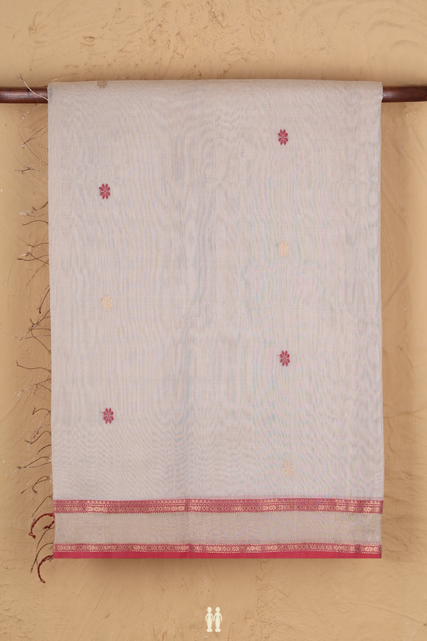 Maheswari Silk Cotton Saree Off White With Floral Buttas