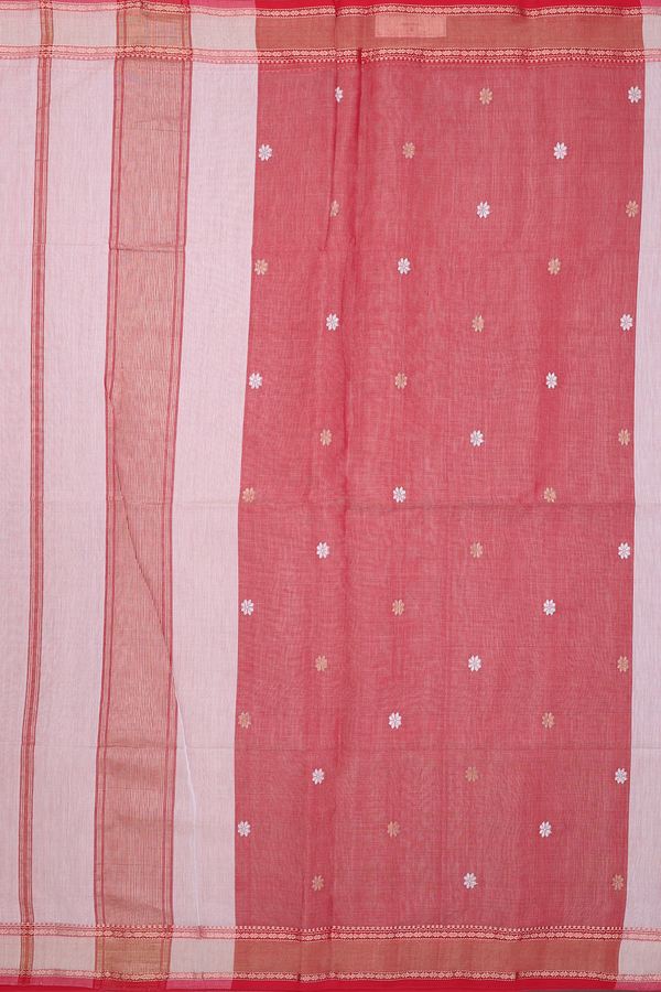 Maheswari Silk Cotton Saree Off White With Floral Buttas