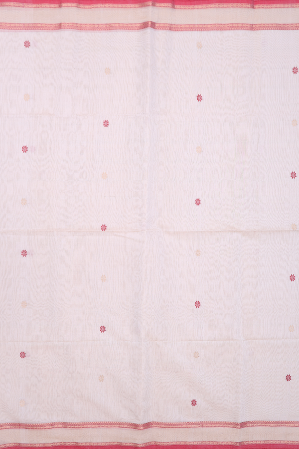 Maheswari Silk Cotton Saree Off White With Floral Buttas