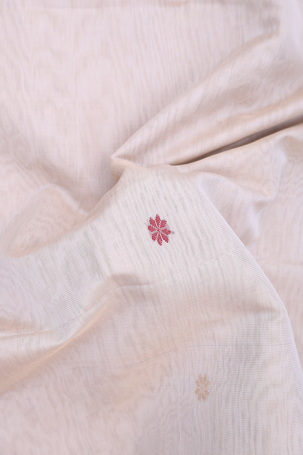 Maheswari Silk Cotton Saree Off White With Floral Buttas