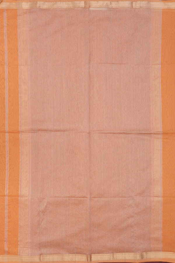 Maheswari Silk Cotton Saree In Orange With Chevron Border