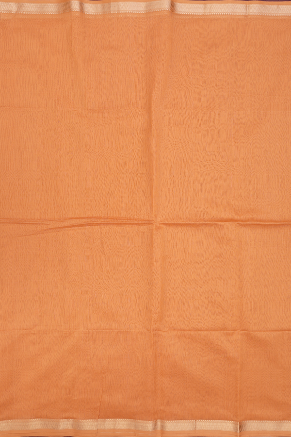 Maheswari Silk Cotton Saree In Orange With Chevron Border