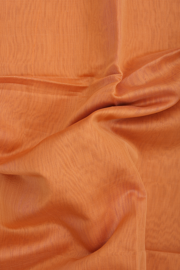 Maheswari Silk Cotton Saree In Orange With Chevron Border