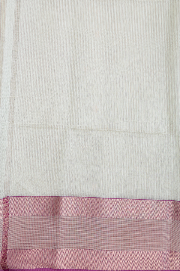 Maheswari Silk Cotton Saree Pale Green Stripes Along Buttas