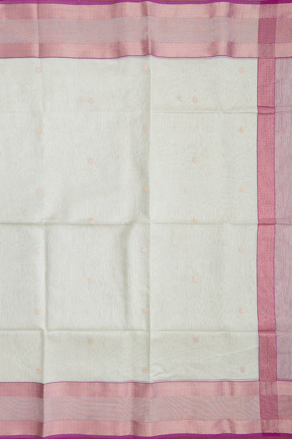 Maheswari Silk Cotton Saree Pale Green Stripes Along Buttas