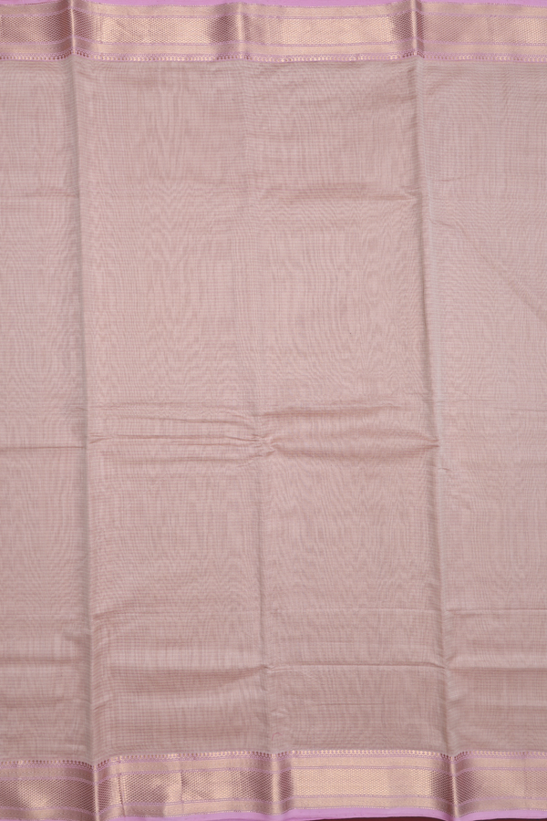 Maheswari Silk Cotton Saree Pastel Brown With Stripes Design
