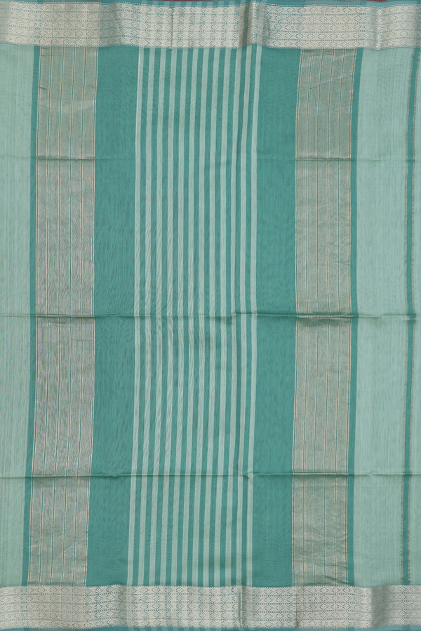 Maheswari Silk Cotton Saree In Pastel Green With Zari Border