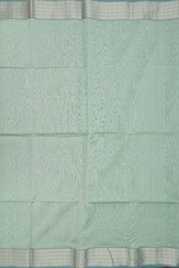 Maheswari Silk Cotton Saree In Pastel Green With Zari Border