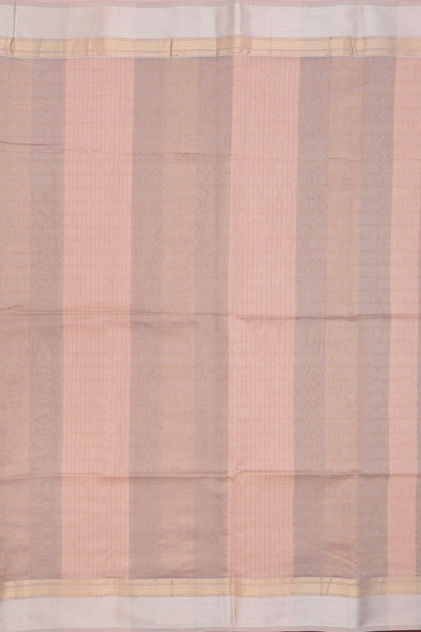 Maheswari Silk Cotton Saree Pastel Orange With Checks Design
