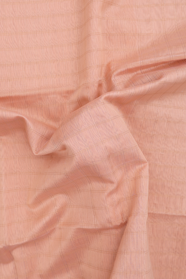 Maheswari Silk Cotton Saree Pastel Orange With Checks Design