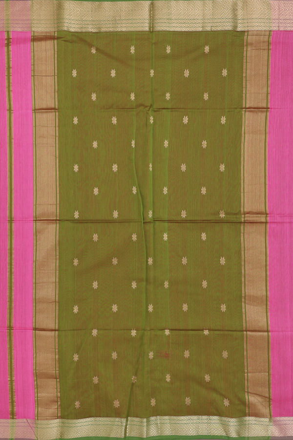 Maheswari Silk Cotton Saree Pink With Floral Buttas