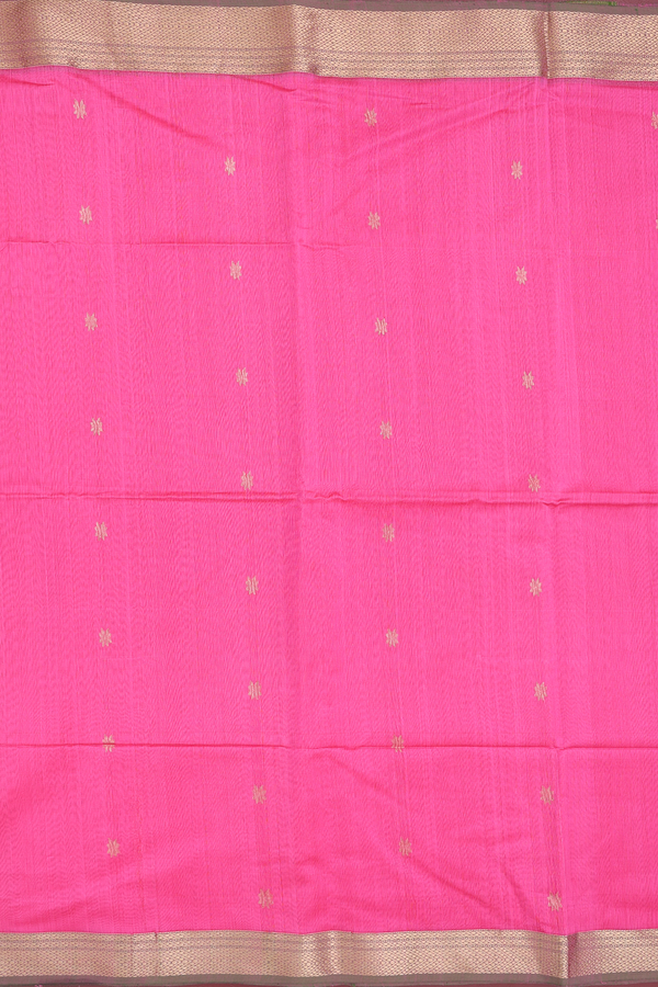 Maheswari Silk Cotton Saree Pink With Floral Buttas