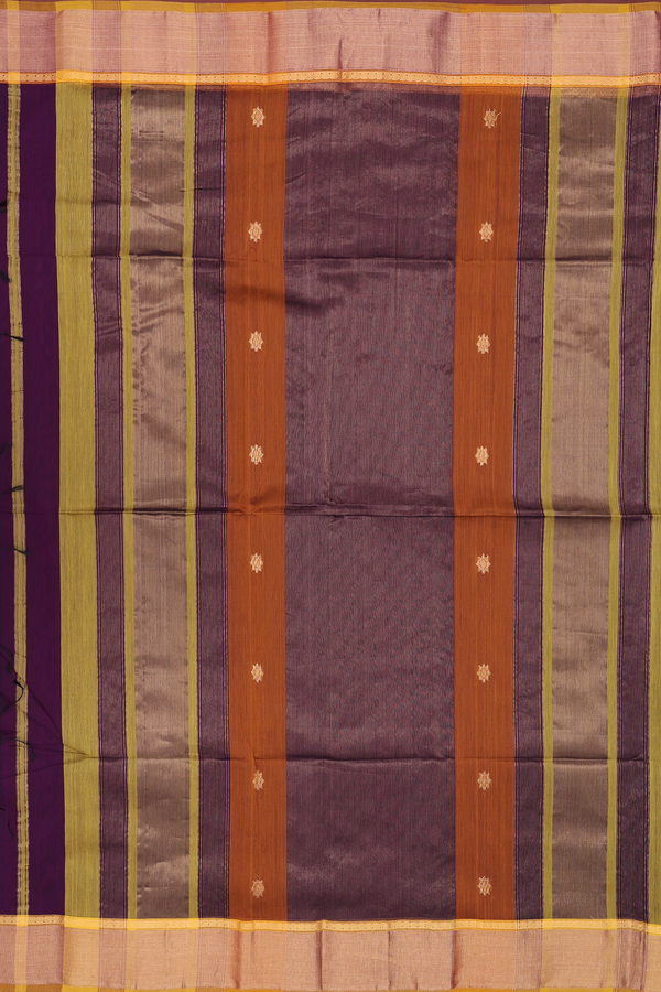 Maheswari Silk Cotton Saree Prussian Blue With Floral Buttas