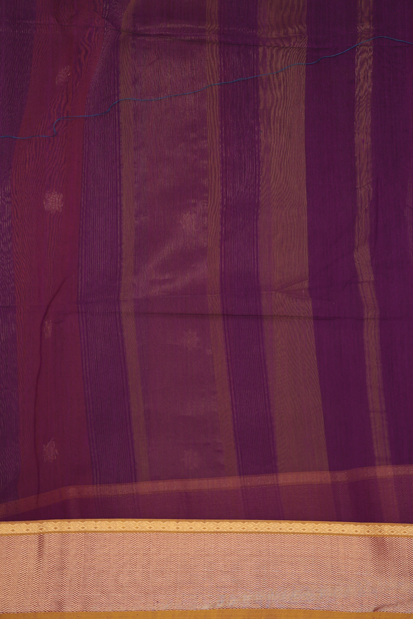 Maheswari Silk Cotton Saree Prussian Blue With Floral Buttas