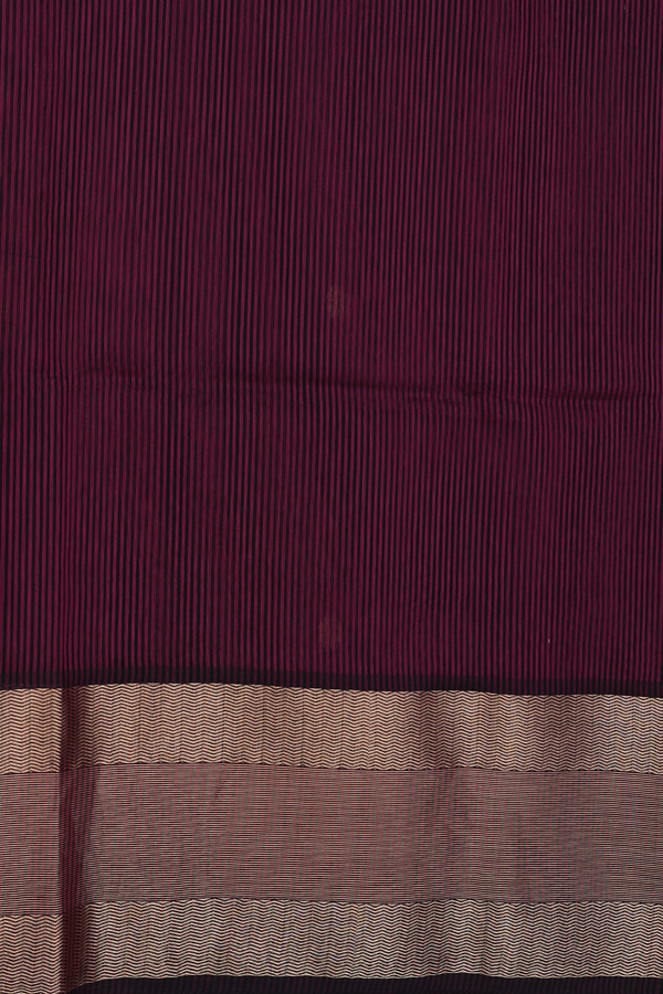 Maheswari Silk Cotton Saree Purple Black With Stripes Design
