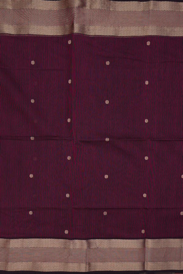 Maheswari Silk Cotton Saree Purple Black With Stripes Design