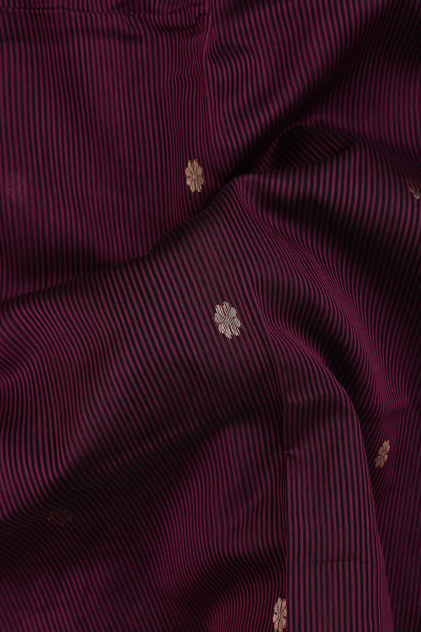 Maheswari Silk Cotton Saree Purple Black With Stripes Design