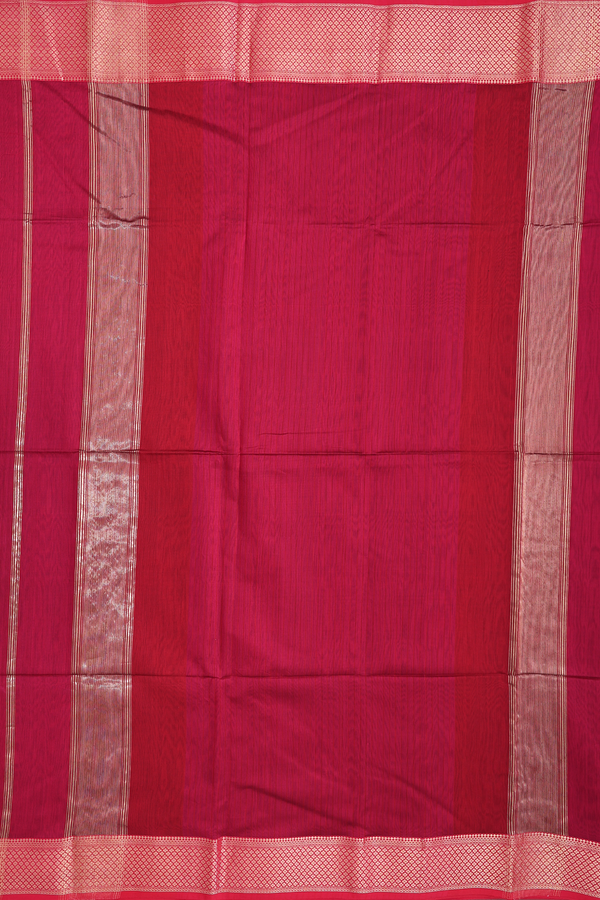 Maheswari Silk Cotton Saree Red With Contrast Border