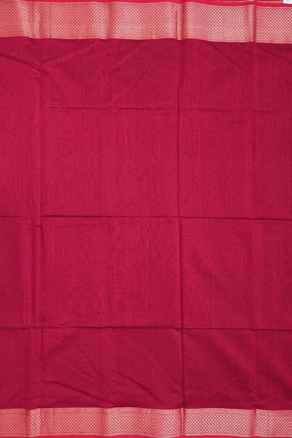 Maheswari Silk Cotton Saree Red With Contrast Border