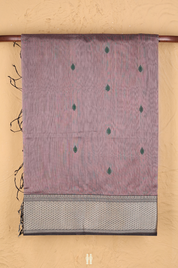 Maheswari Silk Cotton Saree Rose Brown With Threadwork Buttas