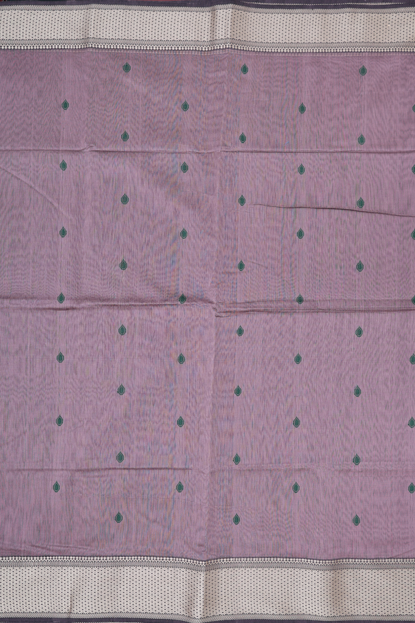 Maheswari Silk Cotton Saree Rose Brown With Threadwork Buttas