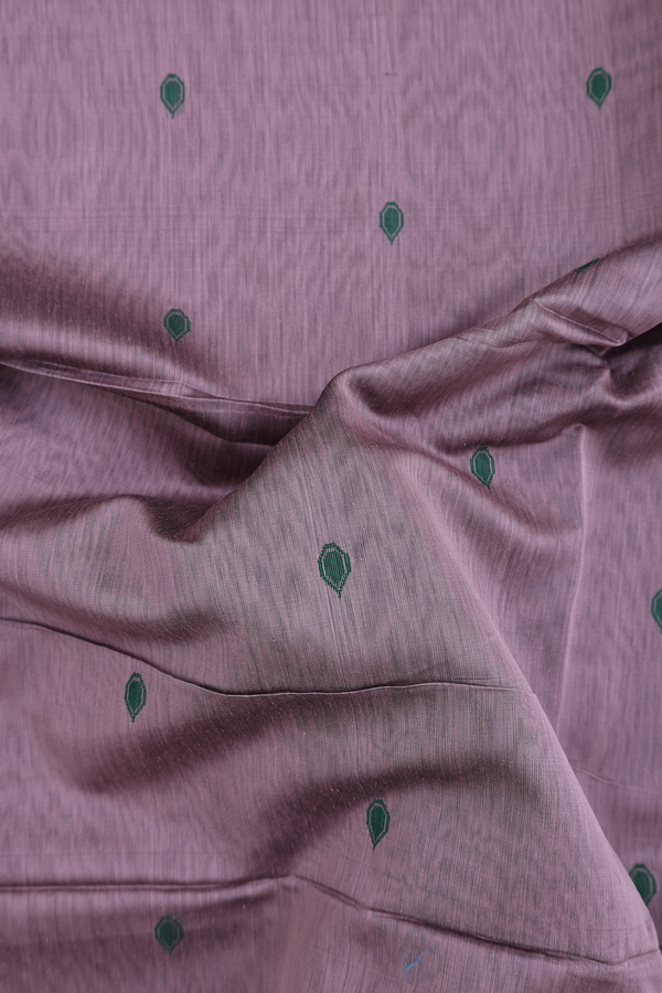 Maheswari Silk Cotton Saree Rose Brown With Threadwork Buttas