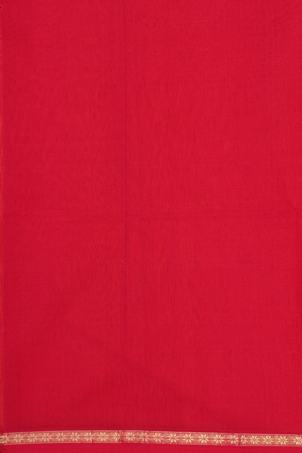 Maheswari Silk Cotton Saree Royal Orange With Floral Buttas