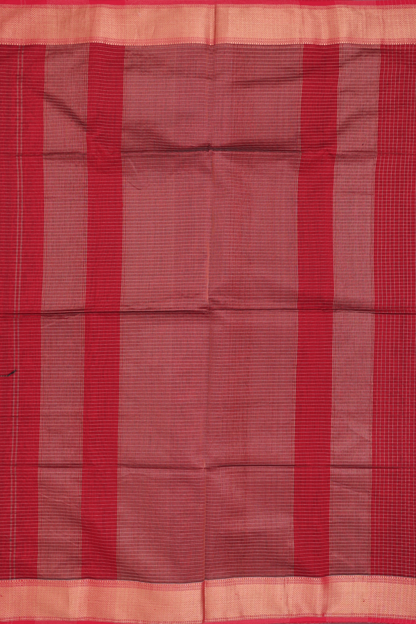 Maheswari Silk Cotton Saree Scarlet Red With Checks Design