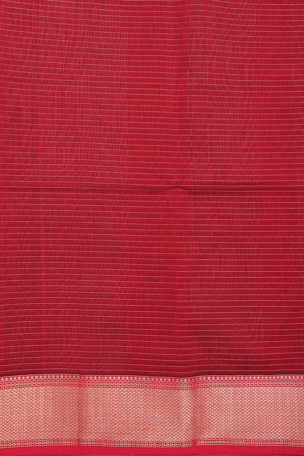 Maheswari Silk Cotton Saree Scarlet Red With Checks Design