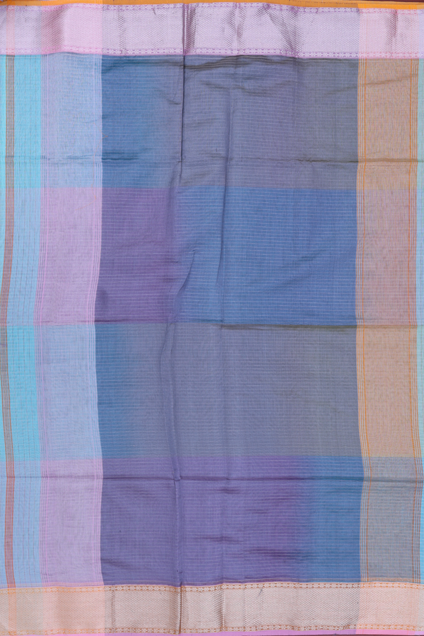 Maheswari Silk Cotton Saree Green And Blue With Checks Design