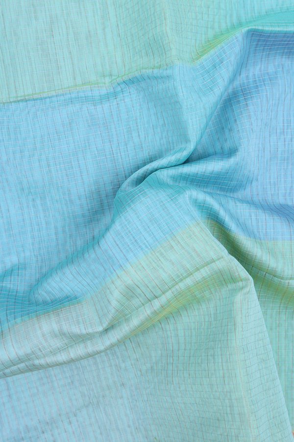 Maheswari Silk Cotton Saree Green And Blue With Checks Design
