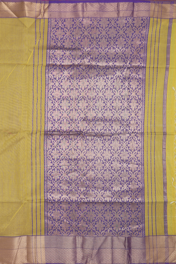 Maheswari Silk Cotton Saree Sunflower Yellow With Zari Buttas
