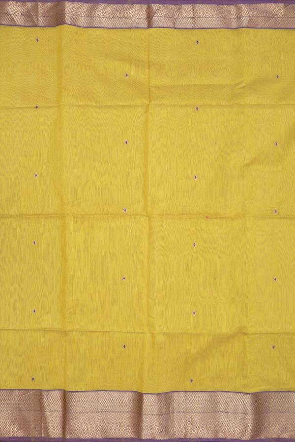 Maheswari Silk Cotton Saree Sunflower Yellow With Zari Buttas