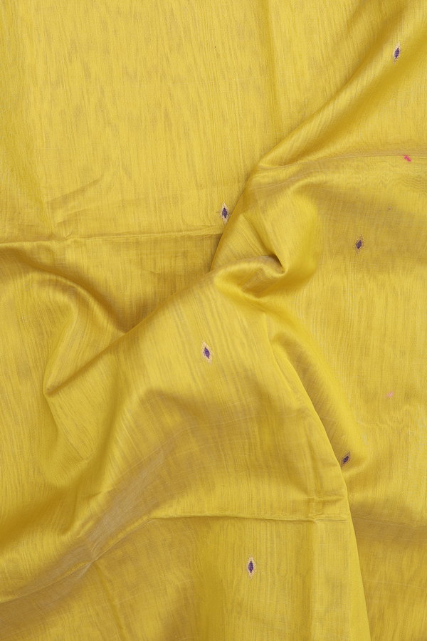 Maheswari Silk Cotton Saree Sunflower Yellow With Zari Buttas