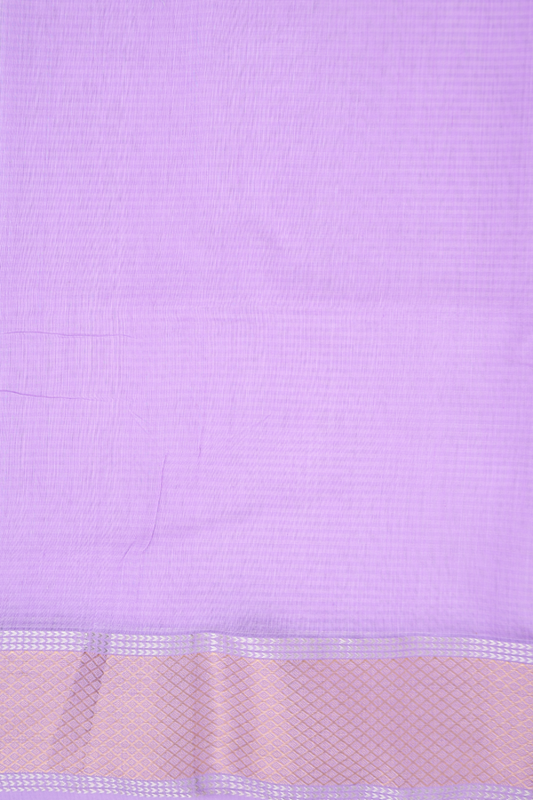 Maheswari Silk Cotton Saree White And Lavender With Stripes